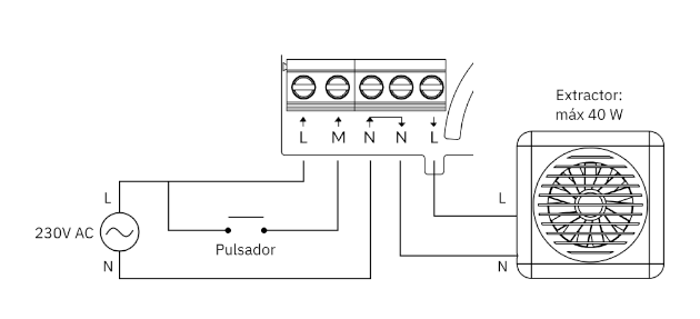 Conexiones eléctricas del controlador de extractores Noar Sensors